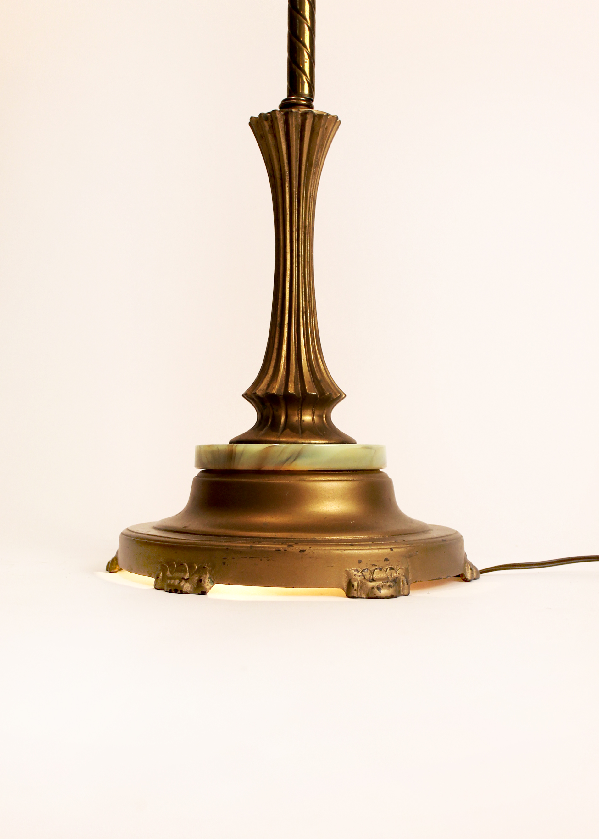 Vintage Victorian Brass Floor Lamp with Marble Base Night Light