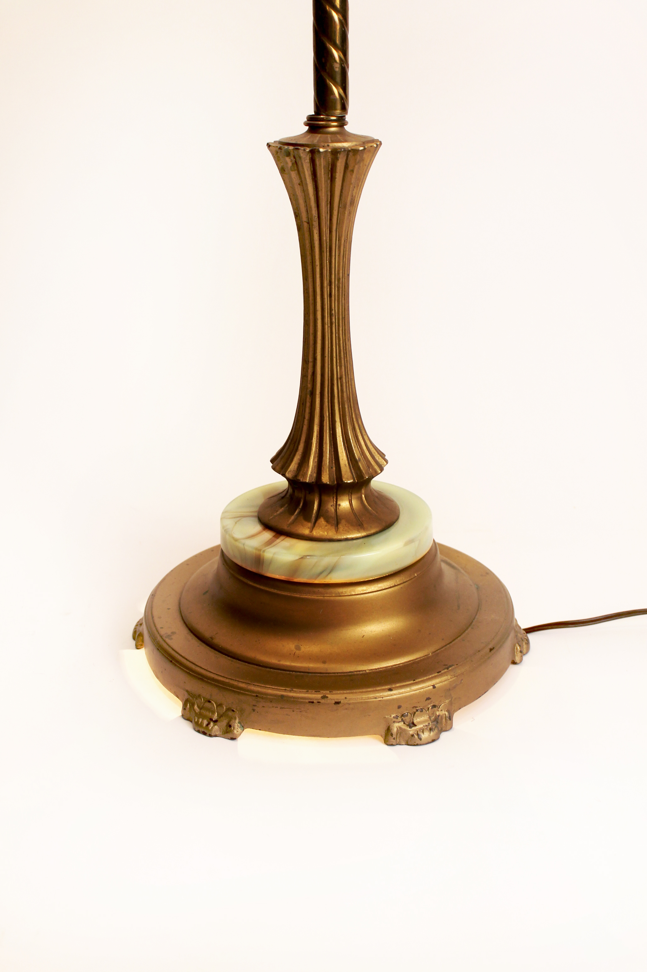 Vintage Victorian Brass Floor Lamp with Marble Base Night Light