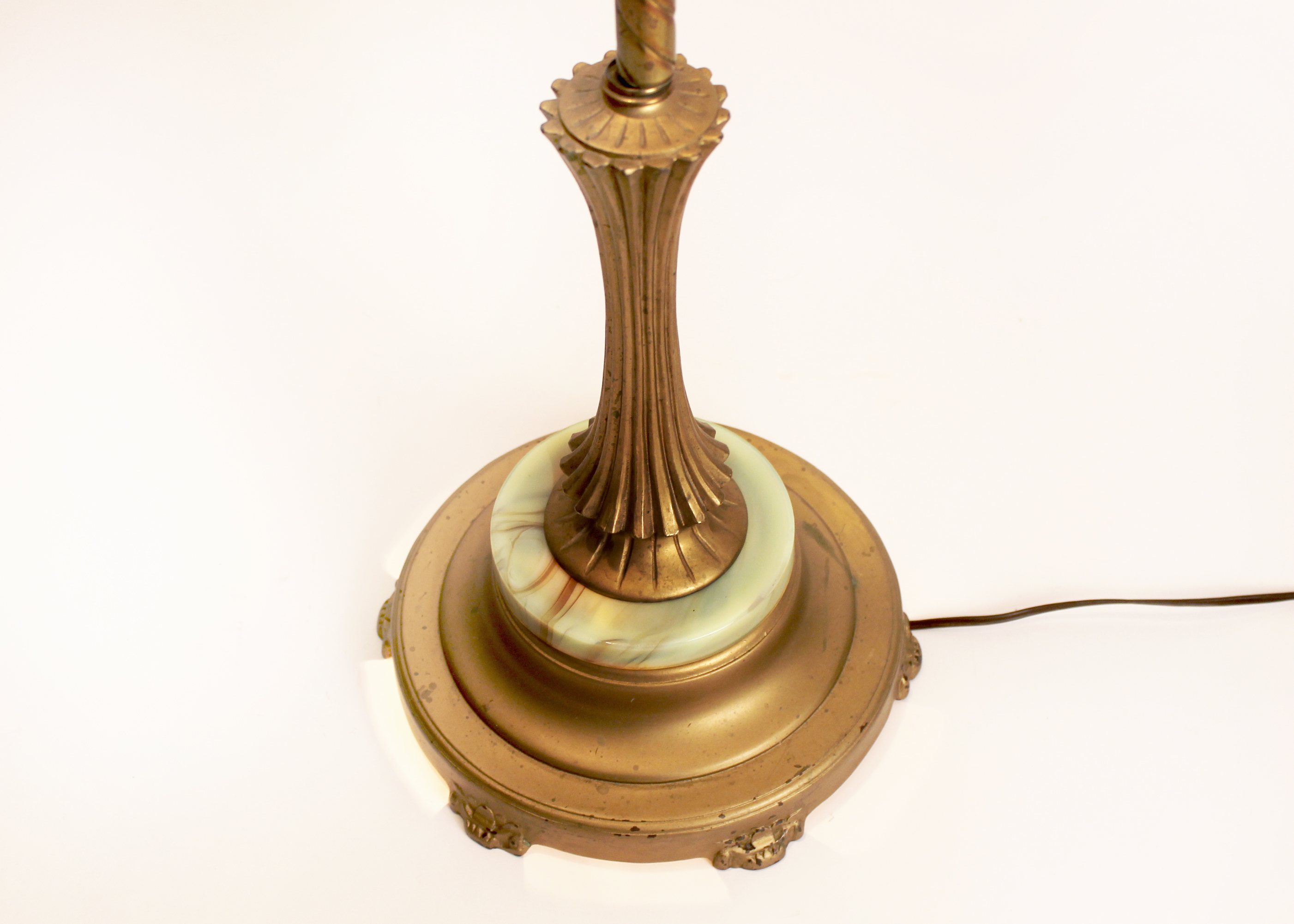 Vintage Victorian Brass Floor Lamp with Marble Base Night Light