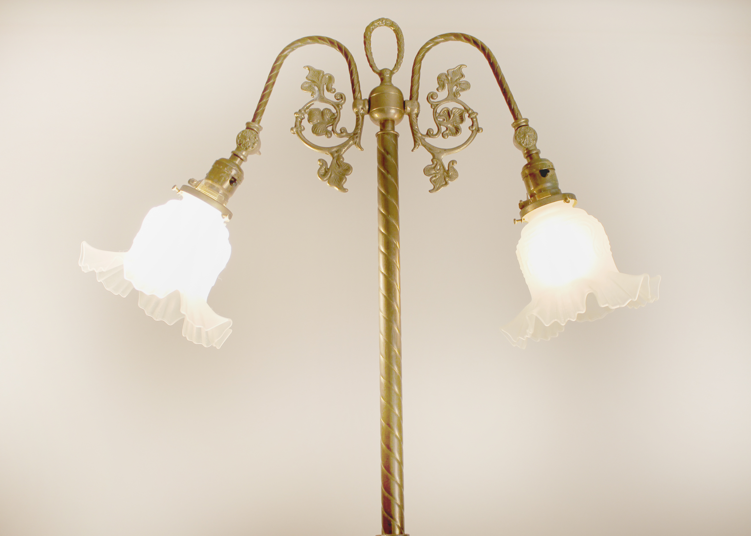 Vintage Victorian Brass Floor Lamp with Marble Base Night Light