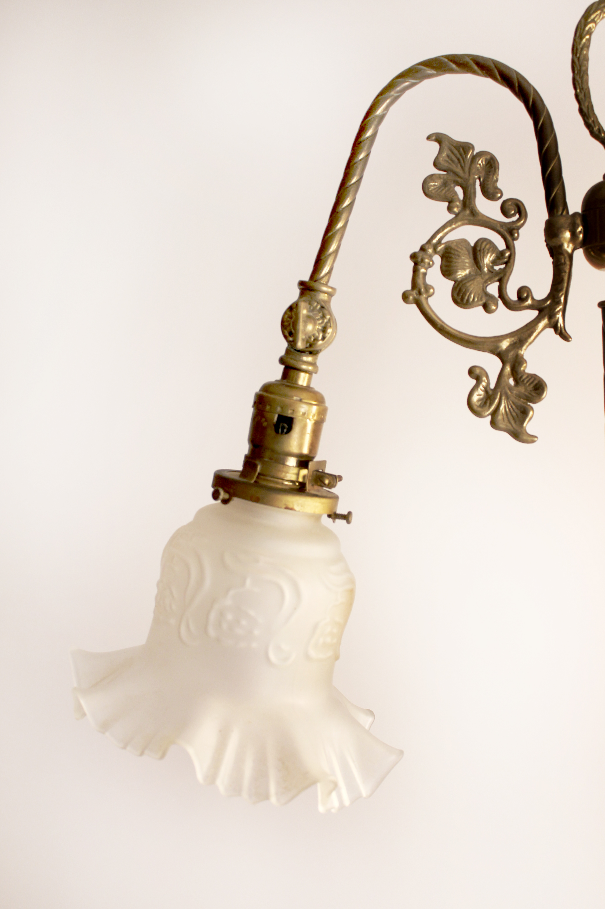 Vintage Victorian Brass Floor Lamp with Marble Base Night Light