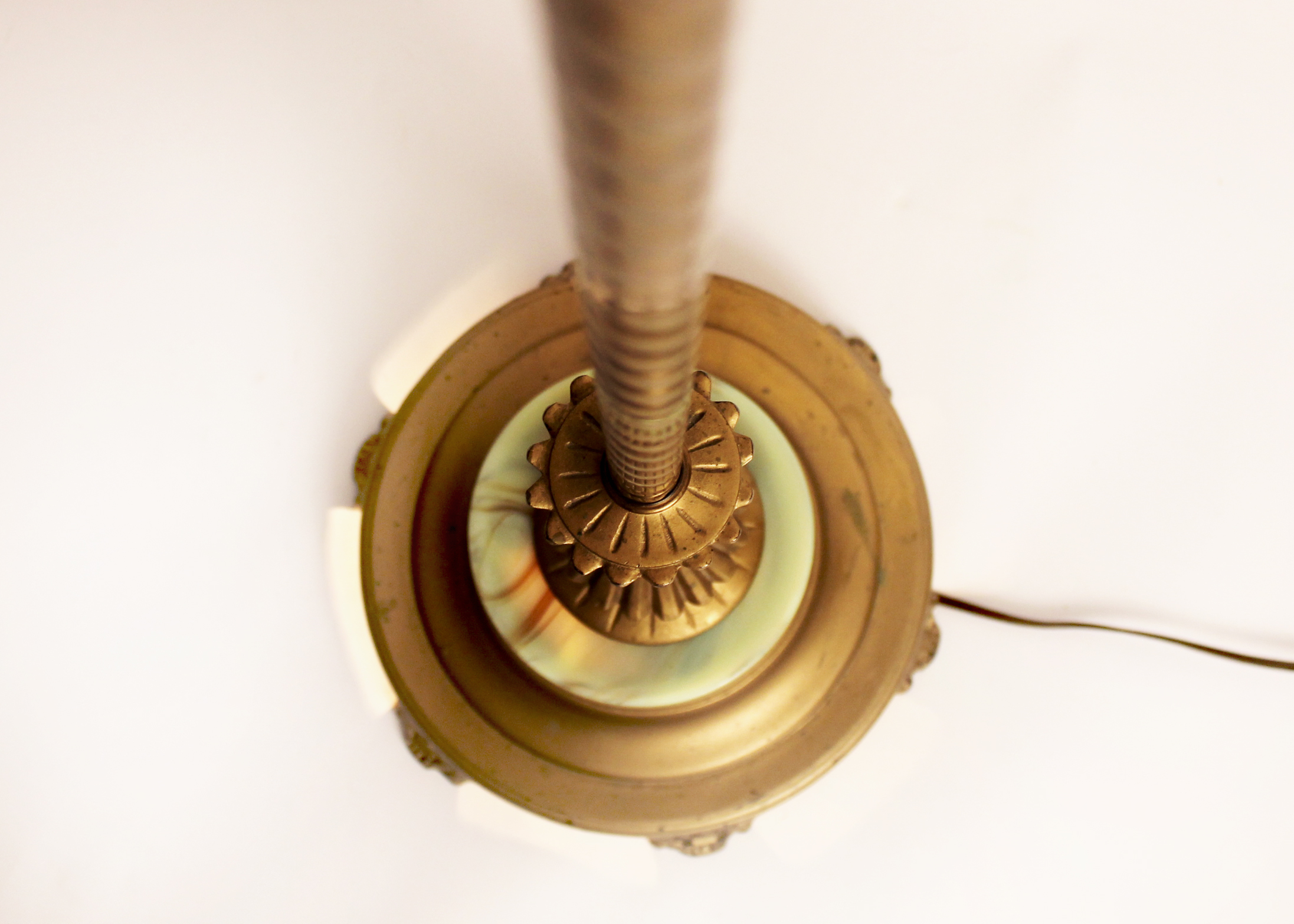 Vintage Victorian Brass Floor Lamp with Marble Base Night Light