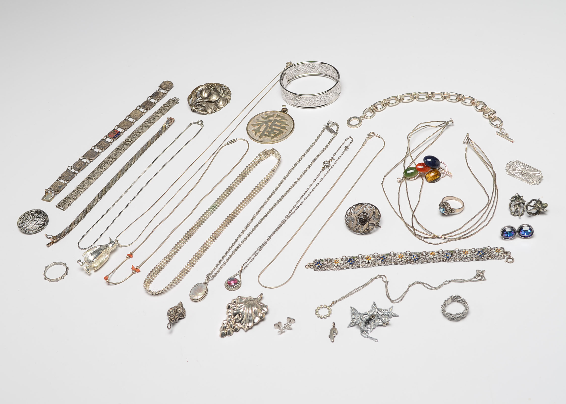 Assortment of Silver Tone Jewelry
