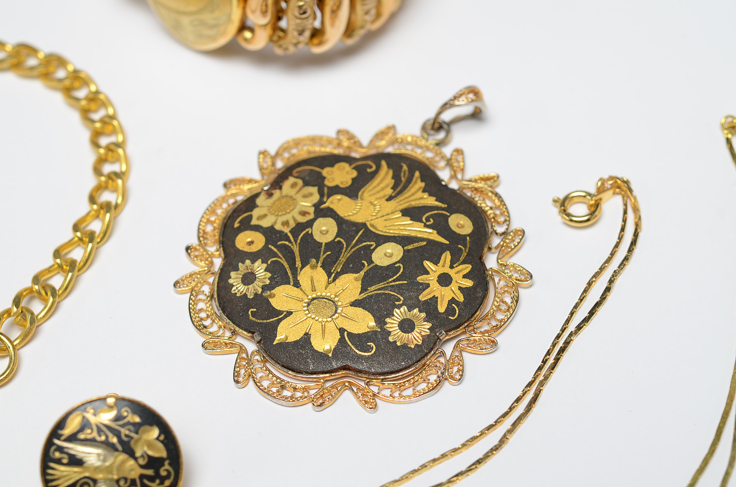 Group of Gold Tone Costume Jewelry