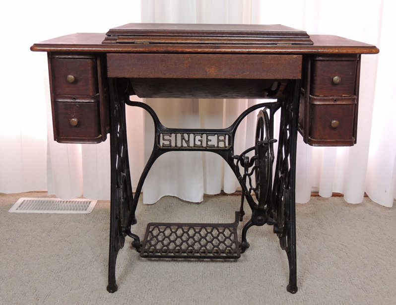 Antique Sphinx Model 27 Singer Treadle Sewing Machine and Cabinet