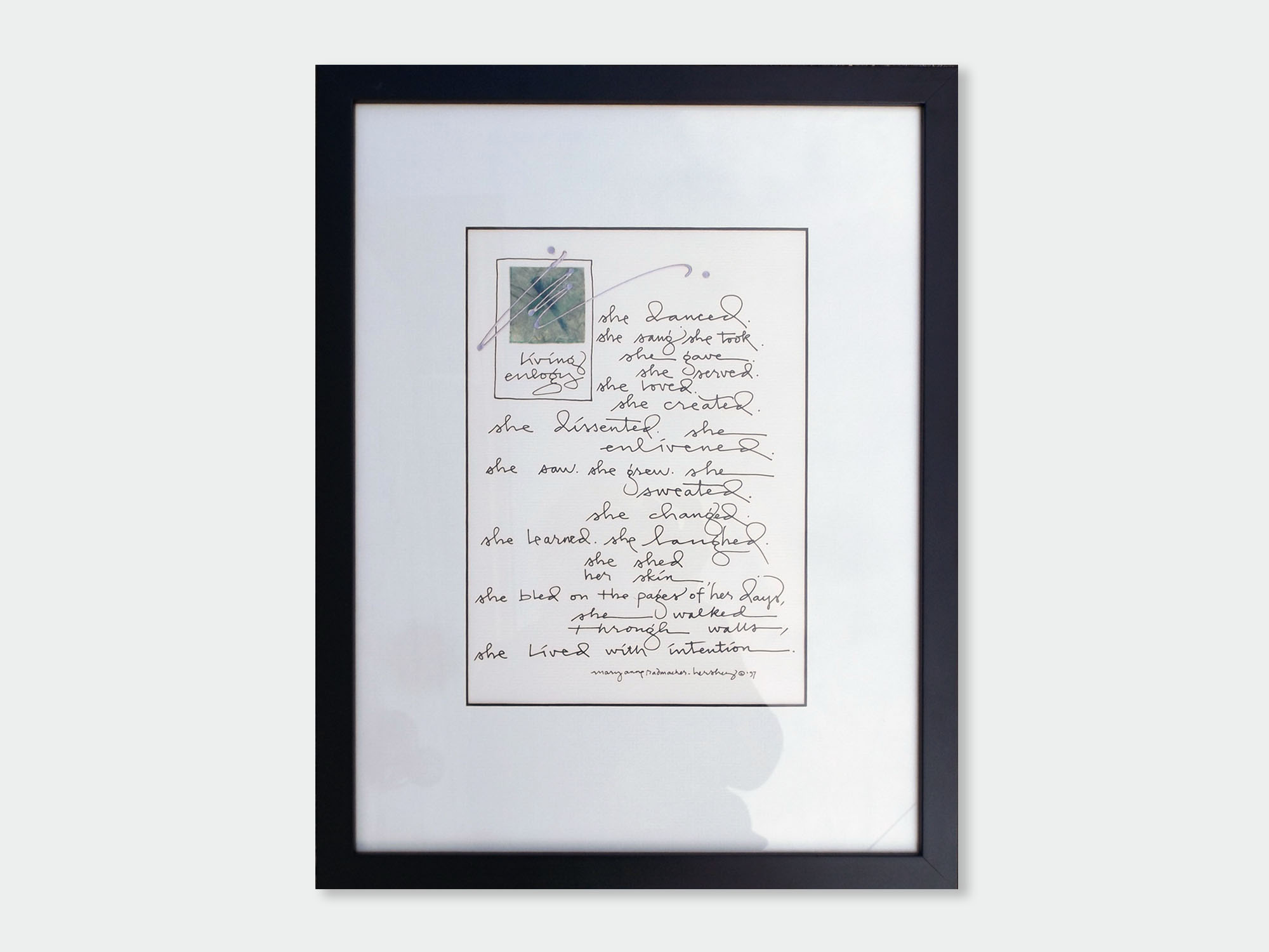 Framed Calligraphic 'Living Eulogy'