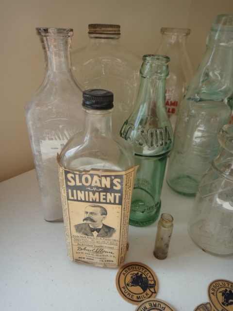 Small Vintage Handblown Blue Wicker Covered Bottle and More