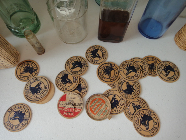 Small Vintage Handblown Blue Wicker Covered Bottle and More