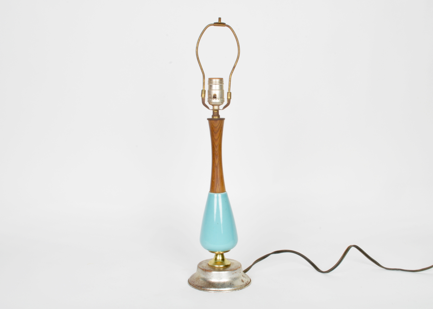 Mid-Century Modern Ceramic and Teak Table Lamp