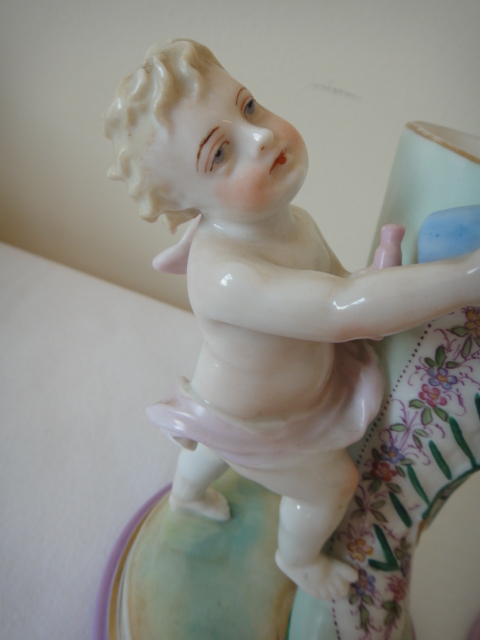 Pair of Vintage Cherub Boot Vases