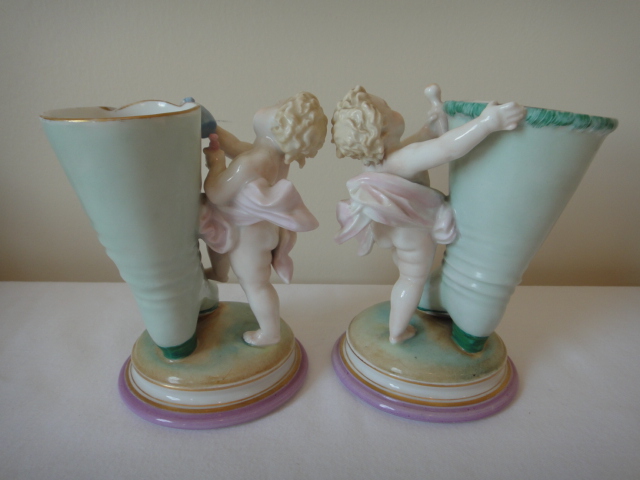 Pair of Vintage Cherub Boot Vases