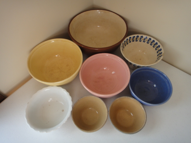 Two Vintage Yellow Ware Bowls and More