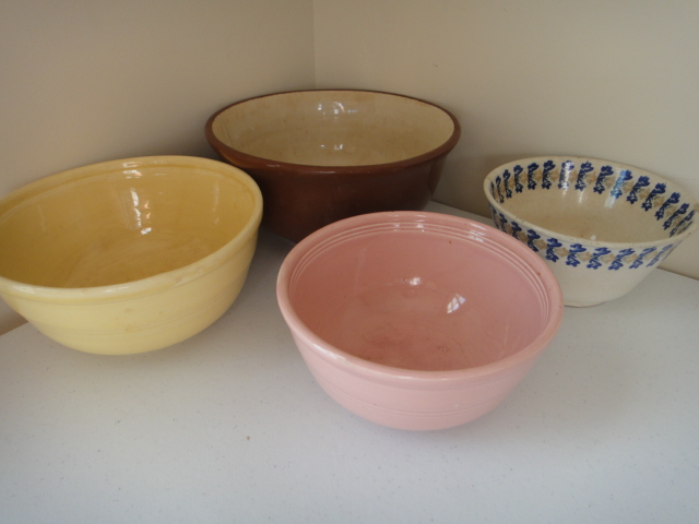 Two Vintage Yellow Ware Bowls and More