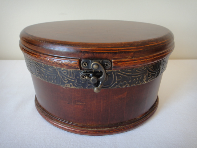 Pair of Vintage Oval Wood Decorative Boxes