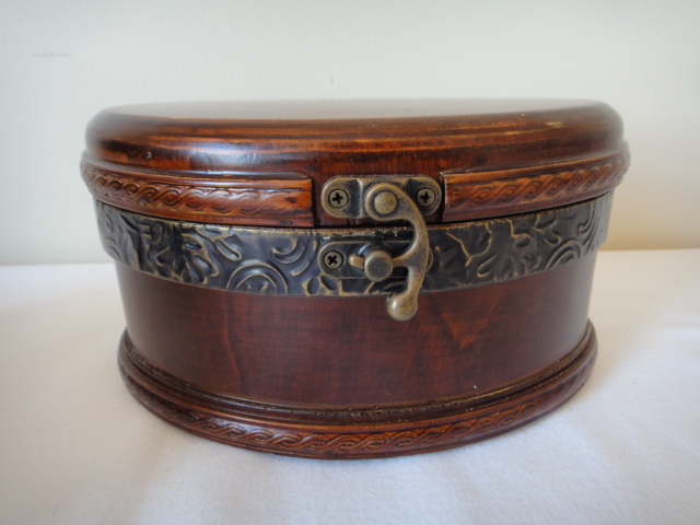 Pair of Vintage Oval Wood Decorative Boxes