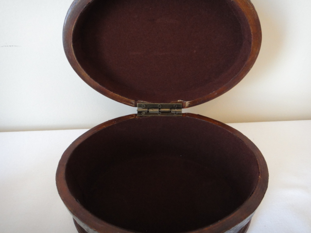 Pair of Vintage Oval Wood Decorative Boxes