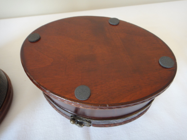 Pair of Vintage Oval Wood Decorative Boxes