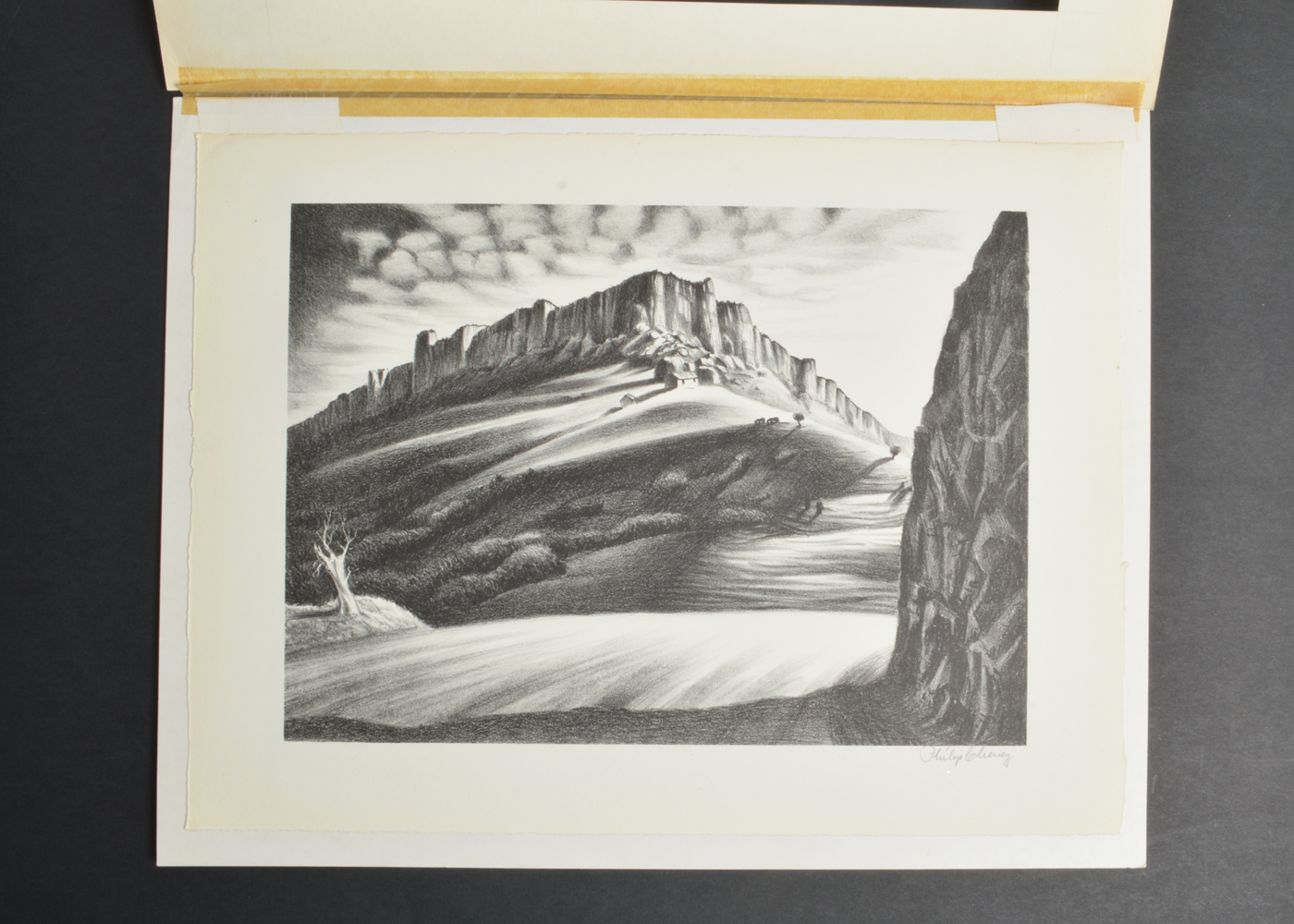 Signed Philip Cheney Stone Lithograph Landscape