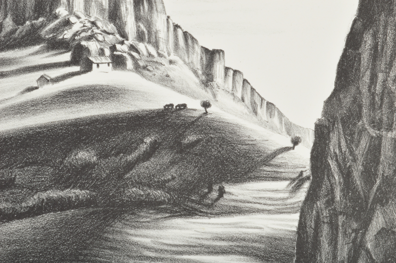 Signed Philip Cheney Stone Lithograph Landscape