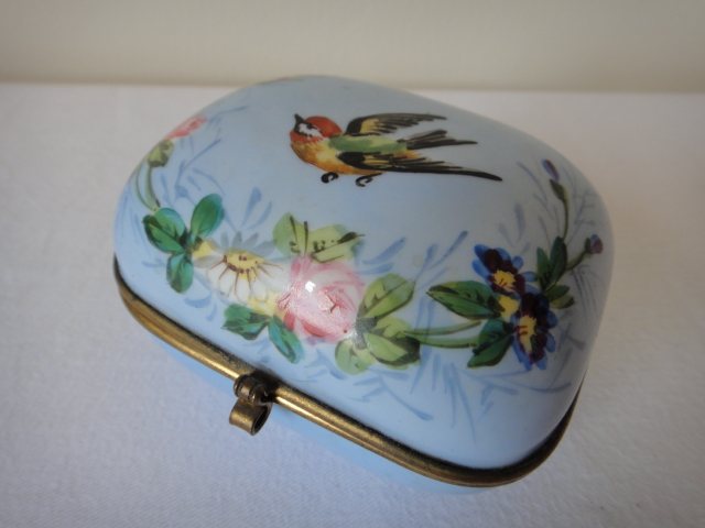 Vintage Enamel Hand Painted Trinket Box