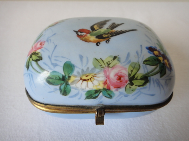 Vintage Enamel Hand Painted Trinket Box