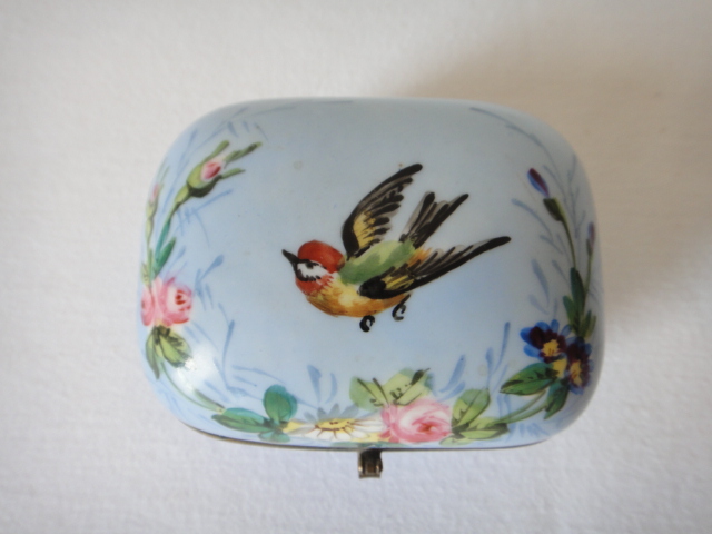 Vintage Enamel Hand Painted Trinket Box