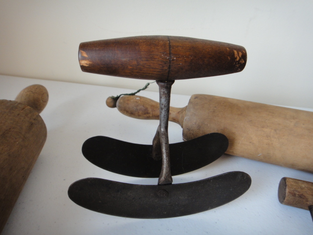 Antique Bucket, Rolling Pins and Primitive Kitchen Hand Tools