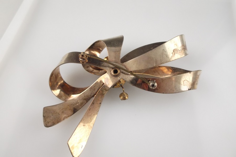 Vintage Sterling Silver Bow Brooch
