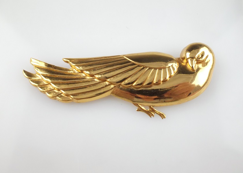 Vintage Sterling Silver and Gold Tone Bird Brooch 