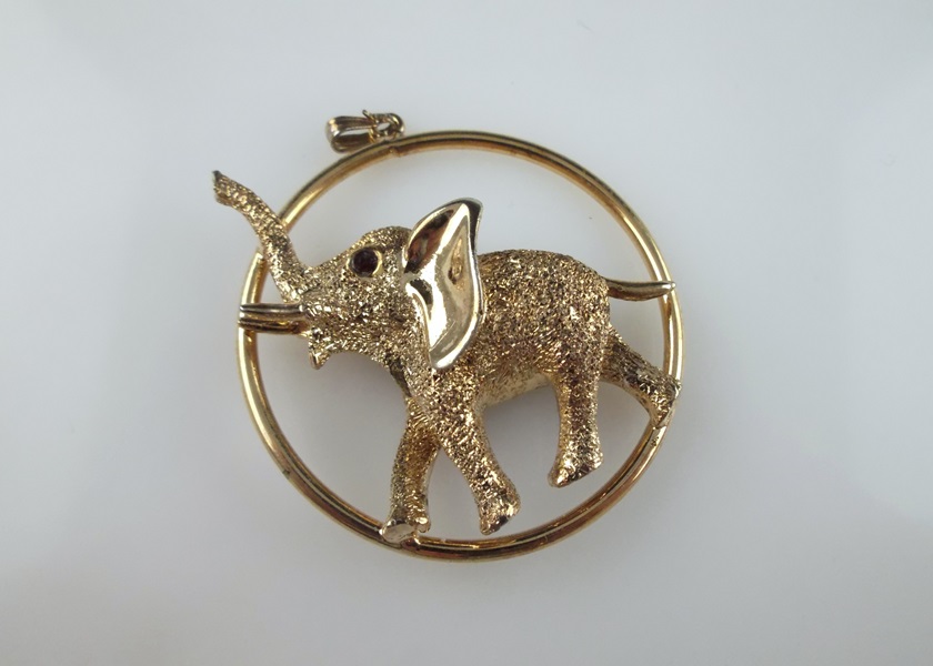 Vintage Sterling Silver and Gold Tone Elephant Pendant