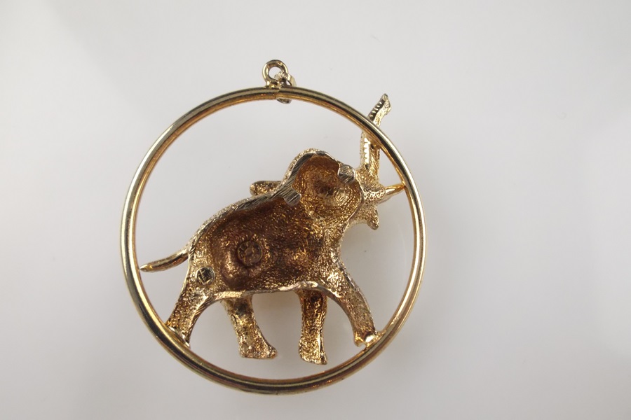 Vintage Sterling Silver and Gold Tone Elephant Pendant