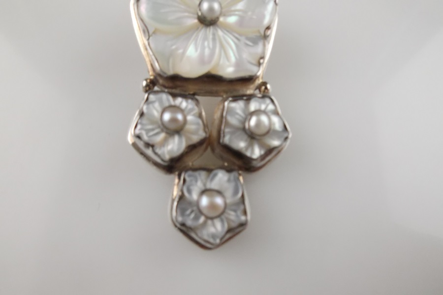 Vintage Sterling Silver and Mother of Pearl Pendant