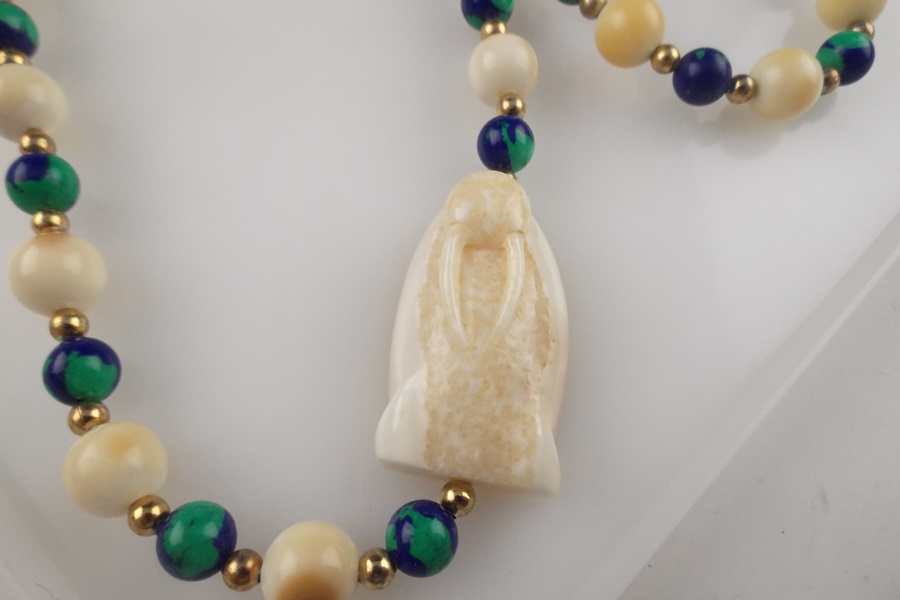 1940s Walrus Ivory Bead Necklace