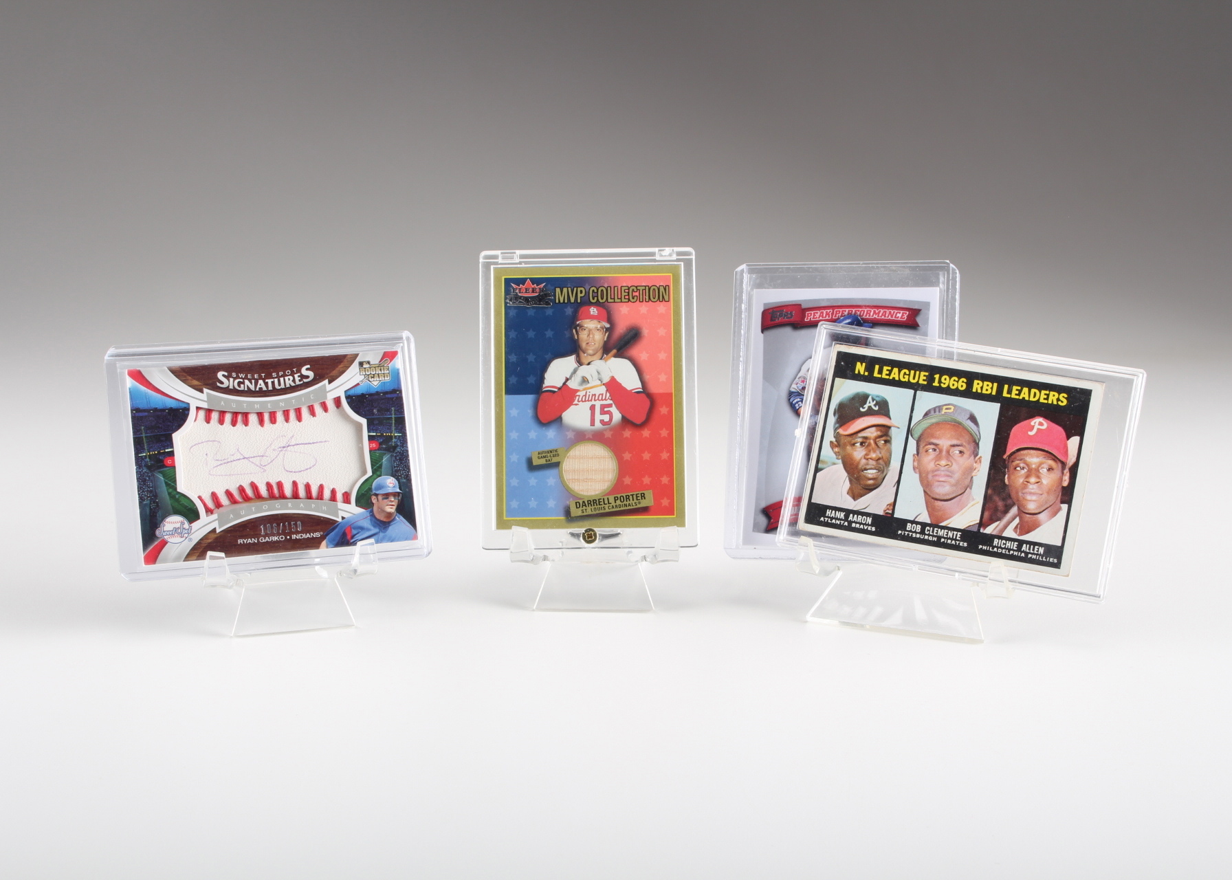Four Baseball Cards, Three Relic and One Vintage