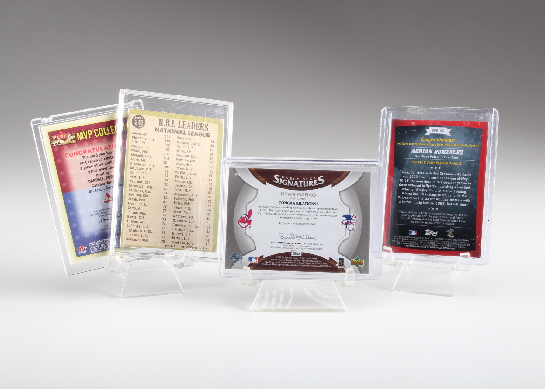 Four Baseball Cards, Three Relic and One Vintage