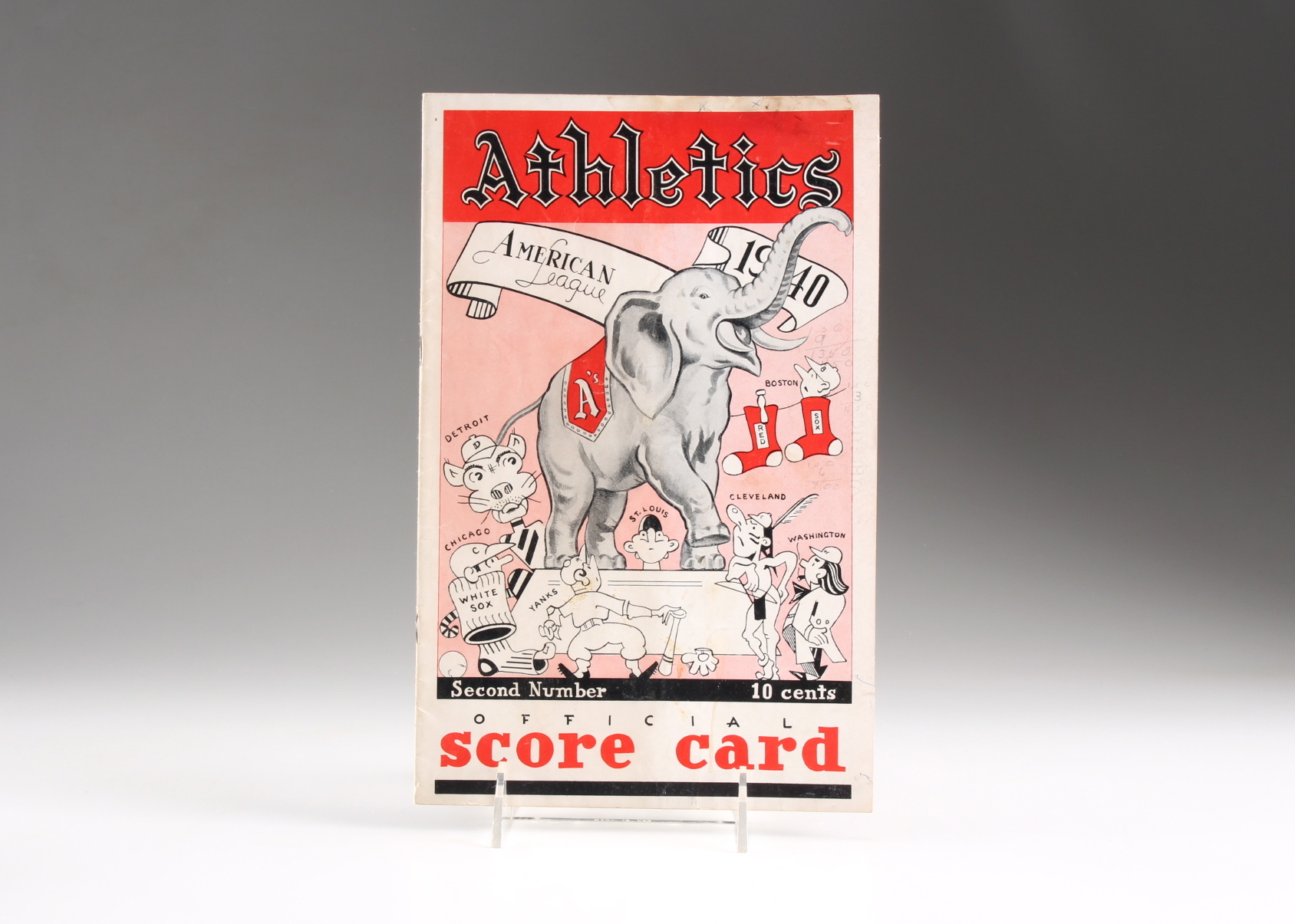 1940 Philadelphia Athletics Baseball Score Card