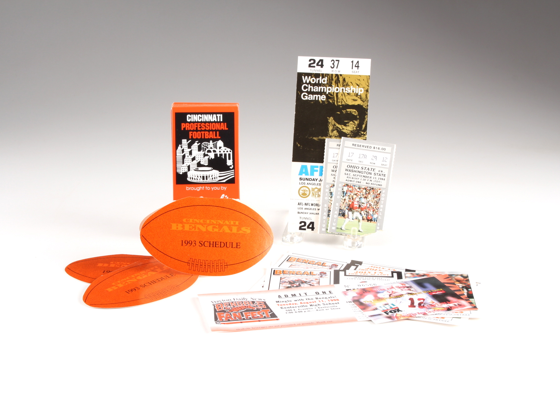 Large Lot Of Football Pocket Schedules And Two Ohio State Tickets