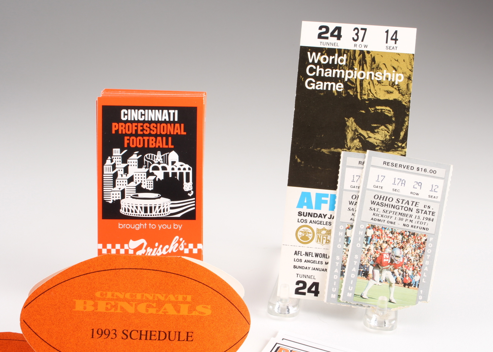 Large Lot Of Football Pocket Schedules And Two Ohio State Tickets