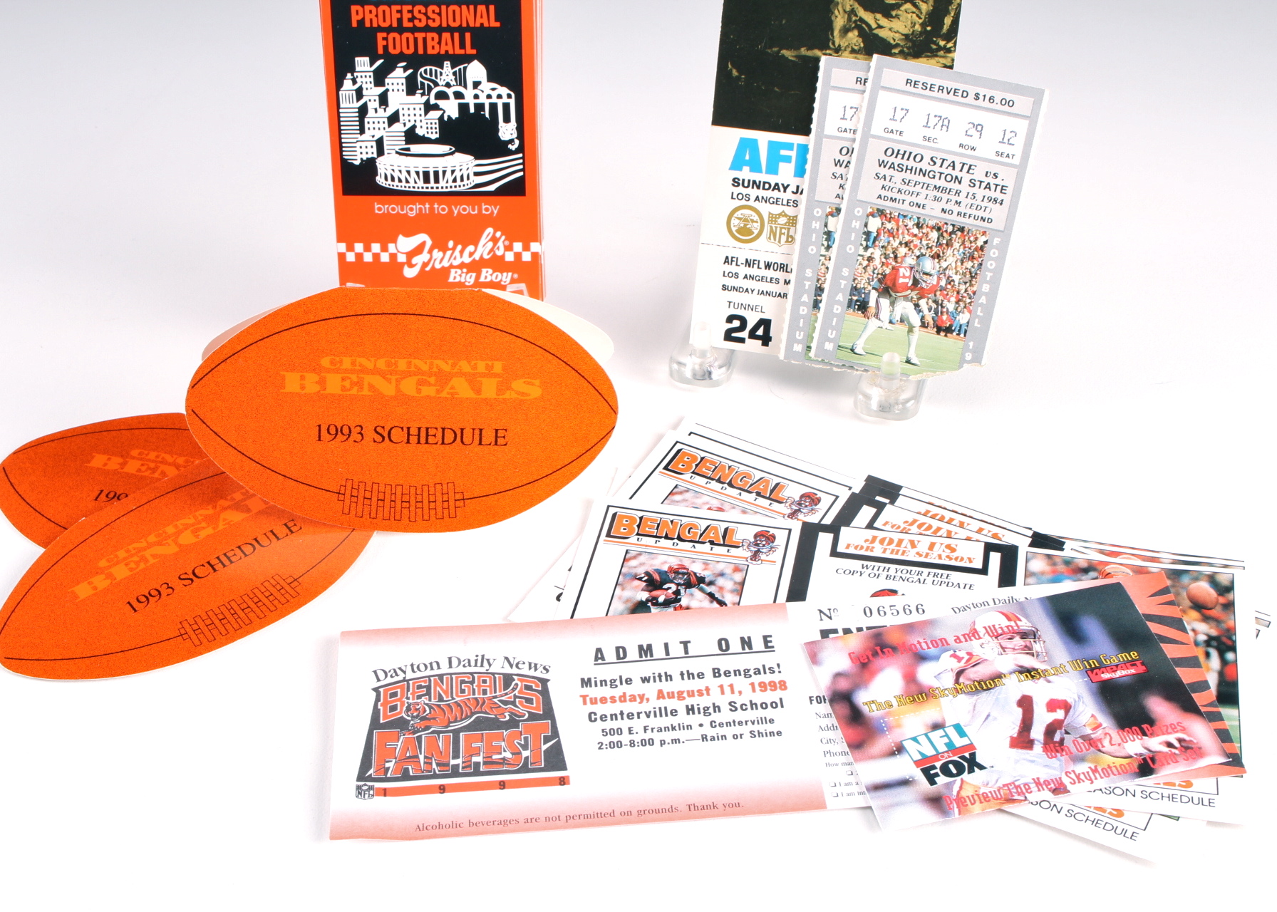 Large Lot Of Football Pocket Schedules And Two Ohio State Tickets