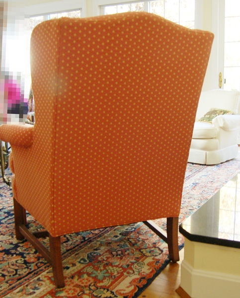 Drexel Heritage Coral Wingback Armchair with Ottoman