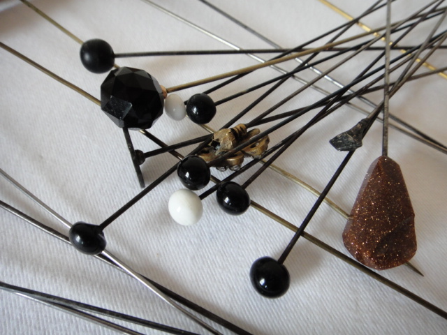 22 Antique & Vintage Hat Pins & Porcelain Holder