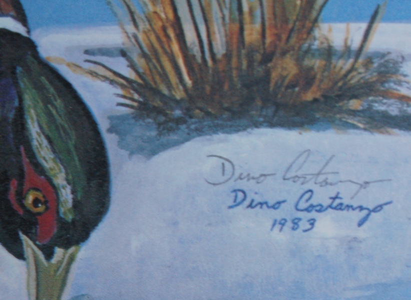 Dino Costanzo Signed Lithograph Print of Two Pheasant
