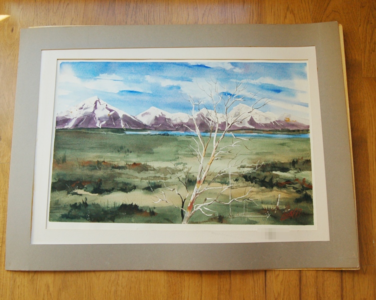 Original Watercolor of Mountains by Ray Loos