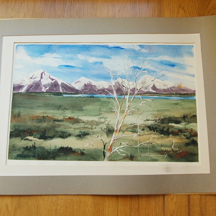Original Watercolor of Mountains by Ray Loos