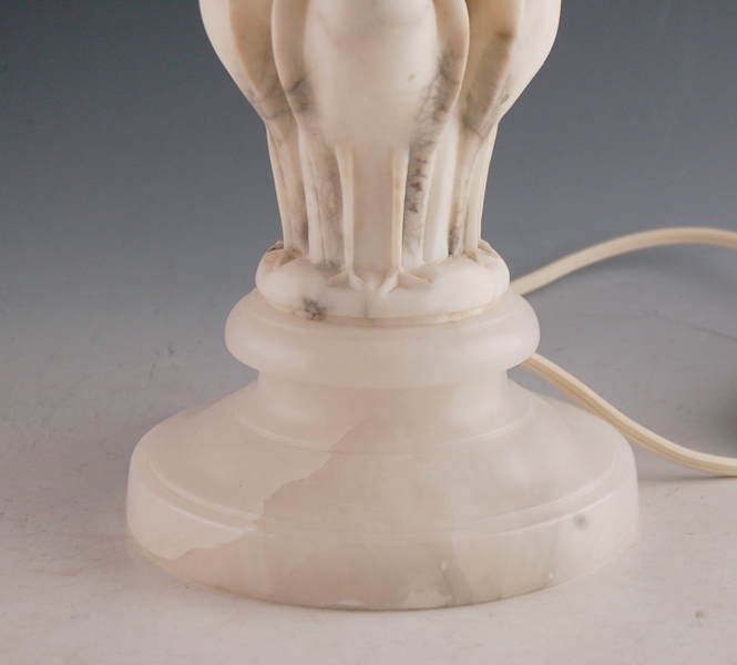 Antique Hand Carved Alabaster Lamp