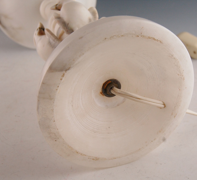 Antique Hand Carved Alabaster Lamp