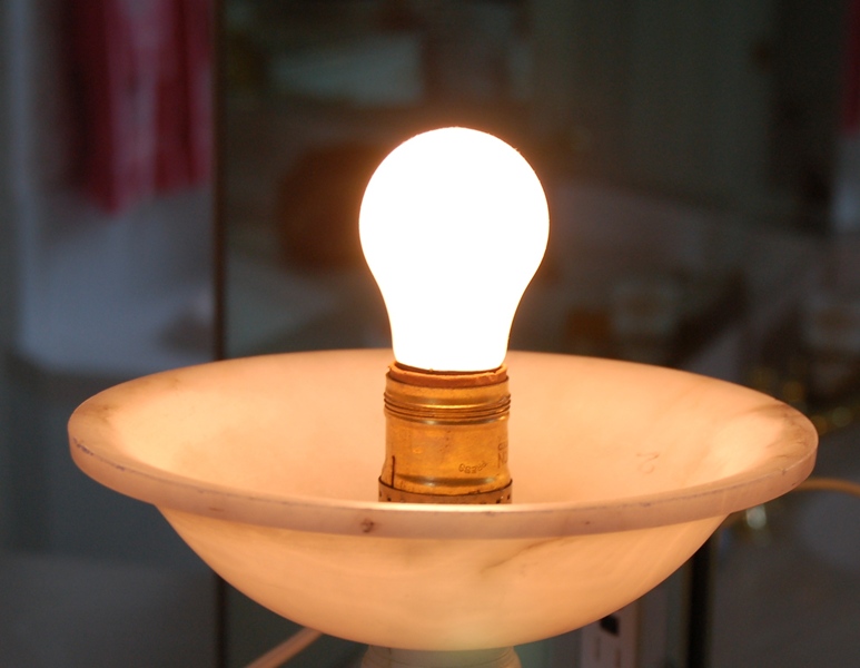 Antique Hand Carved Alabaster Lamp