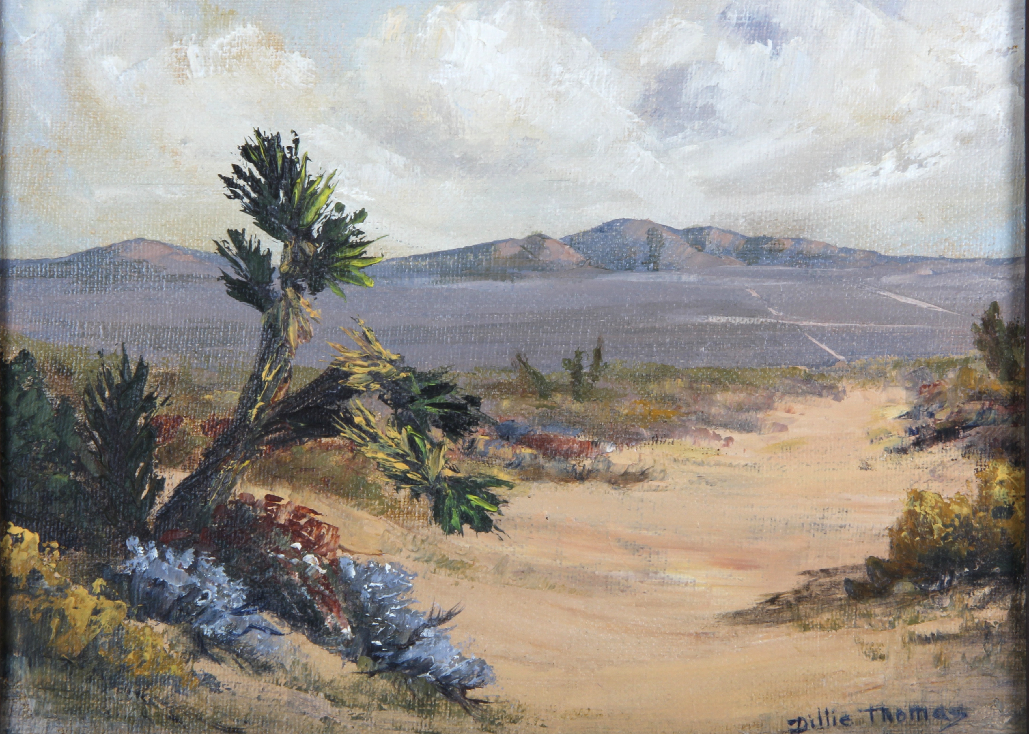 Original Dillie Thomas Desert Landscape Oil on Canvas