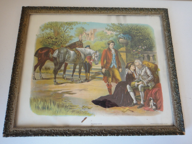 Framed Antique Hallen & Weiner Chromolithograph, "Forgiven"