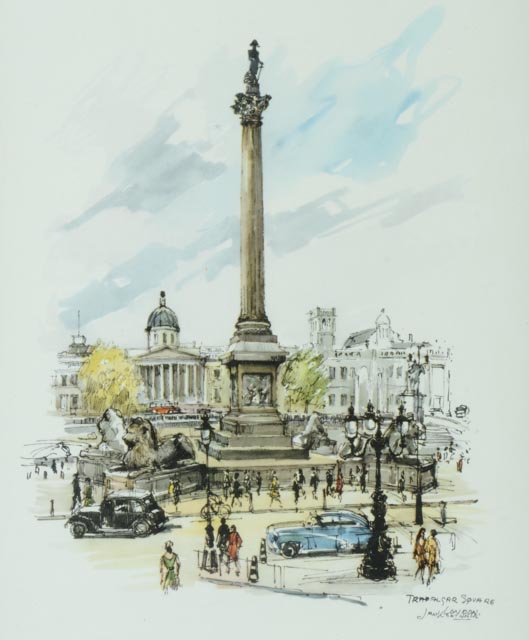 Vintage Architectural "Trafalgar Square London" by Jan Korthals